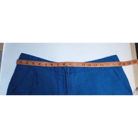 Cynthia Rowley Short Womens Size 10 Chino Scalloped Hem Solid Linen Blue - Picture 5 of 11